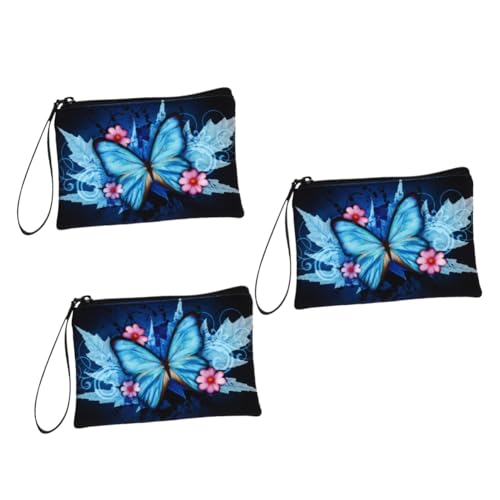 SOIMISS 3 STK Schmetterlings-Aufbewahrungstasche kompakte Geldbörse Telefon Brieftasche Tragbarer Make-up-Organizer kleingeldbörse small Wallet kleine Geldbörse Geldbeutel aus Segeltuch von SOIMISS