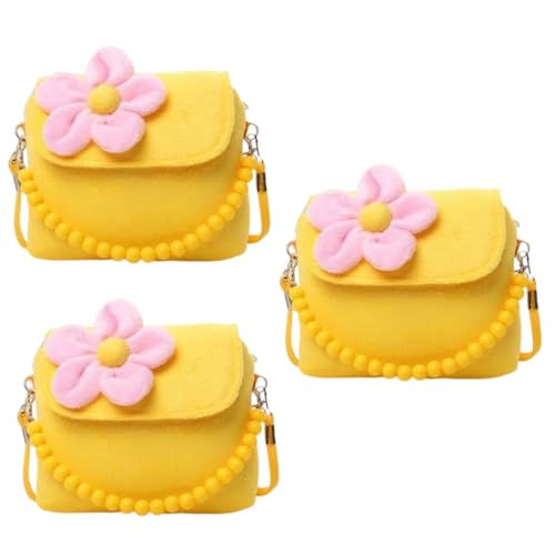 SOIMISS 3stücke Titel Junge Mädchen Umhängetasche Mit Blüten-Design Gelbe Mini Handtasche Für Mädchen Abnehmbarer Schultergurt Als Kosmetiktasche Für Kleine Alltagsgegenstände von SOIMISS