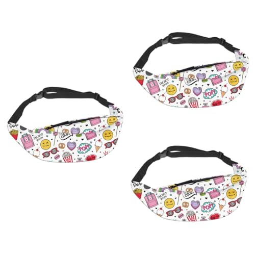 SOIMISS 3stücke Multifunktionale Hüfttasche Mit Verstellbarem Gurt Lustigem Cartoon- Für Unterwegs Für Damen Und Herren Praktische Reißverschlusstaschen Für Persönlichen Besitz von SOIMISS