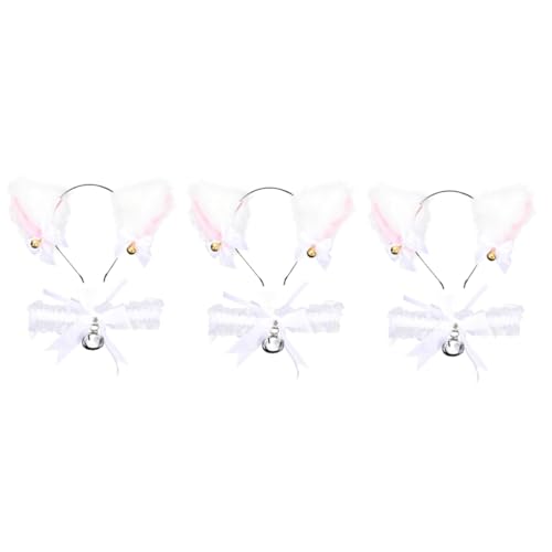 SOIMISS 3sätze Katzenohren Plüsch Stirnband Mit Halsband Und Glocke Für Cosplay Halloween Und Karneval Süßes Cat Ear Headdress Für Kostümpartys Und Festliche Anlässe von SOIMISS