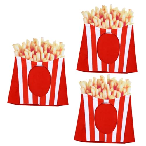 SOIMISS 3stücke Französisches Pommes-frites-haube Cosplay Kopfbedeckung Für Partys Lustige Food-haube Weich Und Gemütlich Für Wochenendfeiern Weihnachtsfeiern Und Fotoshootings Rot von SOIMISS