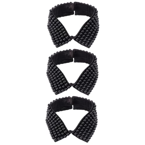 SOIMISS 3 Stk Falscher Kragen Abnehmbarer -hemdkragen Perlenkragen Schwarze Für Stylischer Kragen Perlenschichten Lätzchenständer Polyester Black von SOIMISS