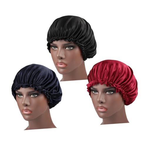 SOIMISS 3 Stück Chemotherapie Schlafhaube Damen Teiliges aus Spitze Elastisch Praktischer Haarschutz für Krebspatientinnen in Rot Schwarz und Atmungsaktiv Schonend für Haare von SOIMISS