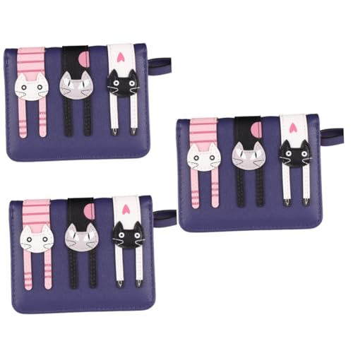 SOIMISS 3 Stück Damen Geldbörse Mit Reißverschluss Anhänger Damen Geldbörse Ausweishülle Geldbörse Für Damen Niedliche Katzen Geldbörse Kurz Süße Katzen Geldbörse Schwarze von SOIMISS