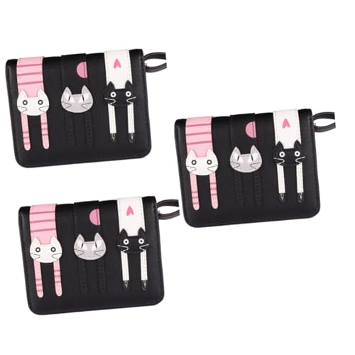 SOIMISS 3stücke Damen Geldbörse Kurz Mit Katzenmuster Reißverschluss Multifunktionale Geldbörse Für Schule Und Büro Hochwertiges Pu-Material Praktisch Und Handlich von SOIMISS
