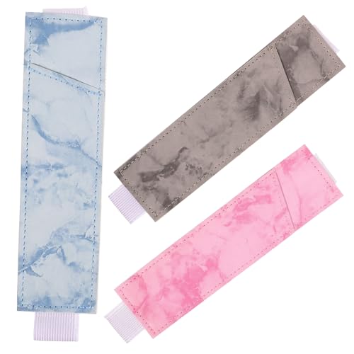 SOIMISS 3 Stück Elastische Stifthalter aus PU Leder in Marmoroptik Stifteetui für Notizbücher Multifunktionale Federtasche mit Stiftschlaufe Geeignet für Büro Schule und Geschäftsreisen von SOIMISS