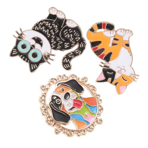 SOIMISS 3 Stück Emaille Anstecknadeln Katzen Hunde Cartoon Broschen Kawaii Lapel Pins für Kleidung Rucksäcke Hüte Modeaccessoires Geschenkidee von SOIMISS