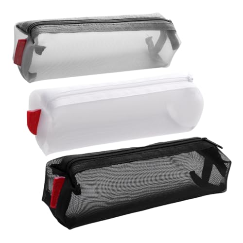 SOIMISS 3 Stück Große Kapazität Federmäppchen mit Reißverschluss Leichte Transparente Stifttasche aus Mesh Multifunktionale Stifteaufbewahrungstasche für Schule Büro Reise Zufällige Farbe von SOIMISS