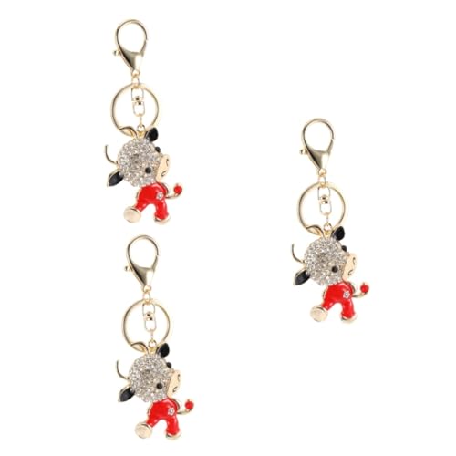 SOIMISS 3 Stück Hängende Anhänger Funkelnde Schlüsselanhänger Auto Gadgets Ochsenjahr Auto Schlüsselanhänger Rinder Schlüsselanhänger Glitzer Geldbörse Strass Schlüsselanhänger von SOIMISS