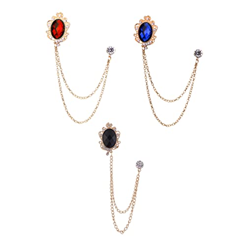 SOIMISS 3 Stück Herren Brosche Mit Hängender Kette Edelstein Kragenkette Für Anzug Stilvolles Accessoire Für Besondere Anlässe Kompakt Und Tragbar Galvanisierte Legierung von SOIMISS