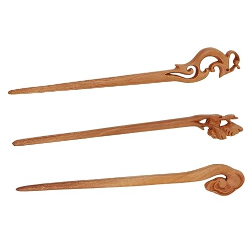 SOIMISS 3 Stück Holz Haarstäbchen für Damen Handgemachte Chinesische Haarnadeln Retro Design für Hochzeiten Partys und Alltag Langlebig und Bruchsicher von SOIMISS