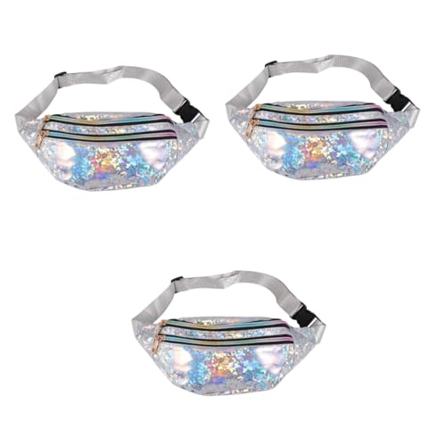 SOIMISS 3stücke Wasserdichter Pu Sequin Design Gürteltasche Für Frauen Stilvolle Umhängetasche Silber Für Alltag Reisen Und Sport Robuste Und Praktische Bauchtasche Mit Genügend von SOIMISS