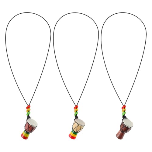 SOIMISS 3 Stück Mini Afrikanische Trommel Halskette Handgefertigte Djembe Pendants aus Holz Langlebiges und Stilvolles Zubehör für Musikliebhaber für Teenager und Erwachsene von SOIMISS