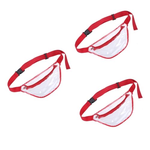 SOIMISS 3stücke Fashion Transparente wasserdichte Bauchtasche Aus PVC Für Männer Und Frauen Als Strand Und Festival-Bag Rot Verstellbarer Gürtel Leicht Und Praktisch von SOIMISS