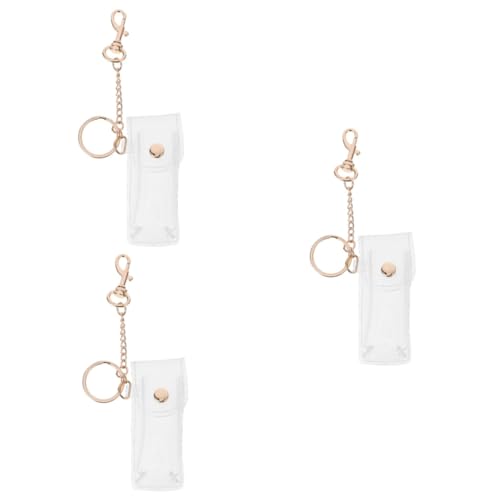 SOIMISS 3stücke PVC Pouch Schlüsselanhänger Mit Transparentem Lippenstifthalter Goldener Schlüsselring Praktischer Und Kreativer Schlüsselanhänger Für Damen Für Lippenbalsam Und von SOIMISS