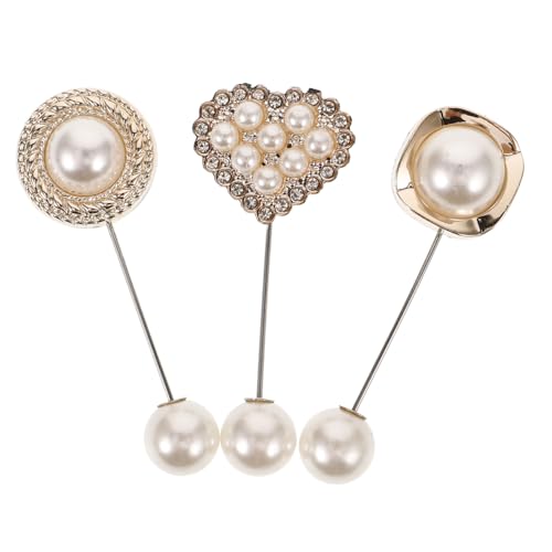 SOIMISS 3stücke Faux-perlen-brosche Mit Strass Für Damen Pullovernadel Für Strickjacken Schalnadel Taschen-anstecknadel Kragennadel Für Kleidung Und Hüte von SOIMISS