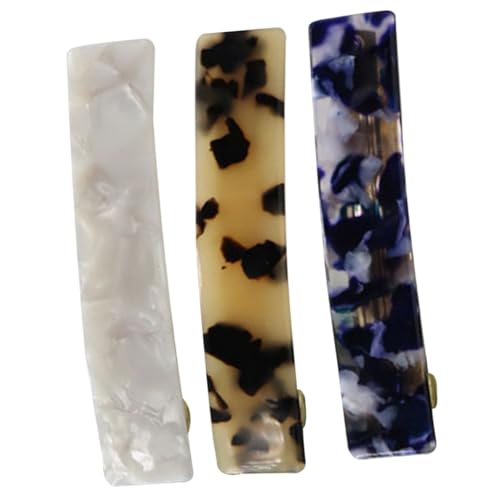 SOIMISS 3 Stück Teiliges Haarklammern für Damen Rechteckige Haarspangen mit Federverschluss Großes Design für Dickes Haar Marmoroptik in Weiß Blau und Schildpatt Vielseitig für Alltag und von SOIMISS