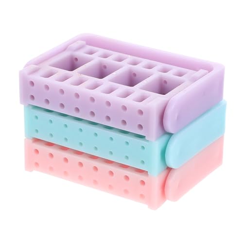 SOIMISS 3 Stück Teiliges Nagelbohrer Aufbewahrungsset mit Löchern Praktischer Maniküre Schleifkopf Organizer Kompakter Nagelbohrer Halter für und Heimgebrauch Farblich Sortiert Blau Rosa von SOIMISS