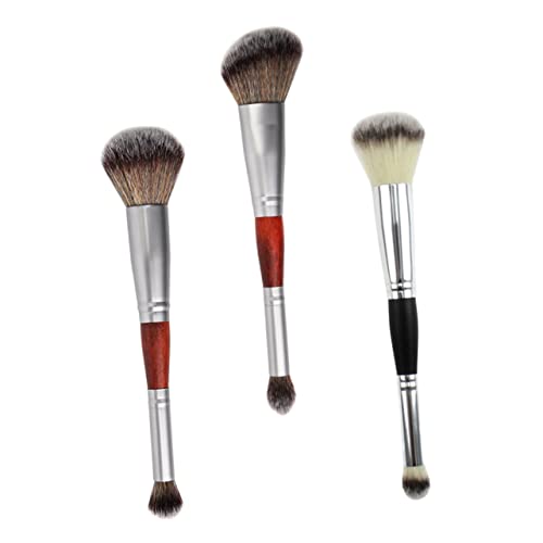 SOIMISS 3 Stück Teiliges Reise Make Up Pinsel Doppelseitige Lidschatten und Blush Pinsel mit Hochwertigen Holzgriffen Leichte Kompakte Kosmetikpinsel für Professionelles und Mobiles Make von SOIMISS