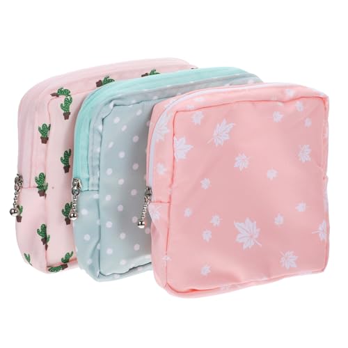 SOIMISS 3 Stück Teiliges Sanitary Napkin Bag in Grün mit Punkten Kaktus und Pinkem Multifunktionaler Hygienischer Organizer für Damenbinden und Kleine Utensilien für Unterwegs und Reisen von SOIMISS