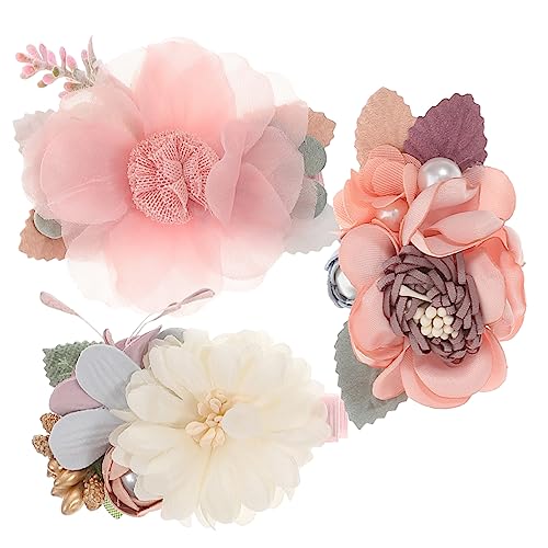 SOIMISS 3 Stück Teiliges Set Blumen Haarclips für Mädchen Süße Haarschmuck Accessoires für Kleinkinder Dekorative Haarspangen mit Kunstblumen und Perlen für Besondere Anlässe von SOIMISS