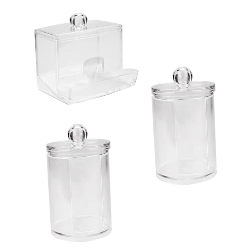 SOIMISS 3 Stück Teiliges Transparentes Wattestäbchen Make up pad organizer mit Deckel Stapelbare Kosmetik aufbewahrungsbox für Badezimmer Eleganter Langlebiger Kunststoffbehälter von SOIMISS