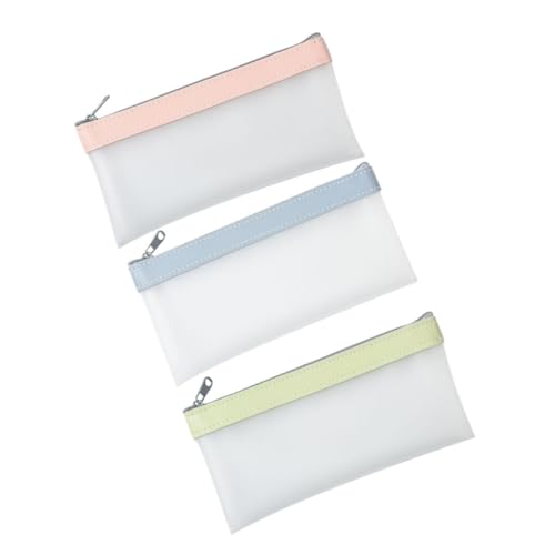 SOIMISS 3 Stück Transparente Federmäppchen mit Reißverschluss TPU Schreibwaren Aufbewahrungstaschen Kirschblütenrosa und Nebelblau für Schule und Bürobedarf von SOIMISS