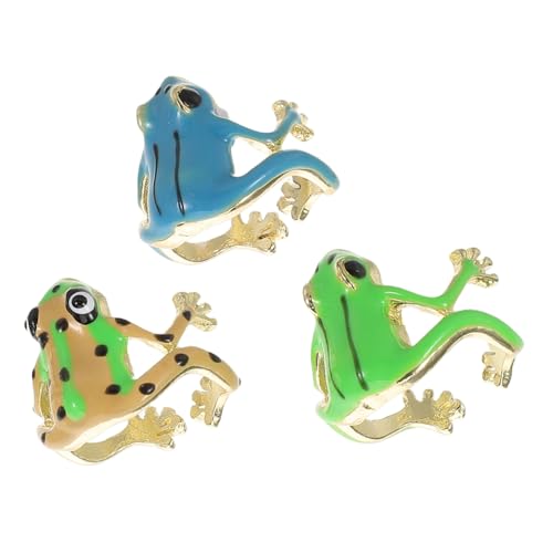 SOIMISS 3stücke Froschring Aus Offener Verstellbarer Ring Für Damen Süßer Froschschmuck in Tierform Vielseitiger Fingerschmuck Für Zwanglose Anlässe von SOIMISS