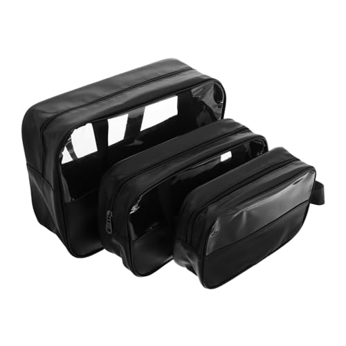 SOIMISS 3 Stück Wasserdichtes Transparentes Kosmetiktaschen Set Teilig mit Großem Fassungsvermögen Halbtransparentes Splicing Design Multifunktionaler Kulturbeutel Organizer für Damen von SOIMISS