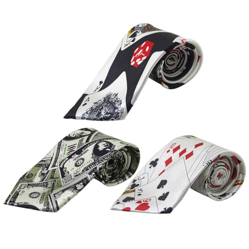 SOIMISS 3 Stücke Spielkarten Krawatten, Poker Krawatte, Magier Krawatte für Herren Party Kostüm Anziehzubehör (Weiß) von SOIMISS