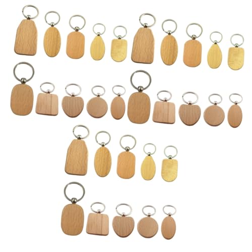 SOIMISS 30stücke Unfertiger Holzschlüsselanhänger Schlüsselring Aus Unbehandeltem Holz Zum Bemalen Und Gestalten Vielseitig Einsetzbar Für Schlüssel Rucksäcke Und Handtaschen von SOIMISS