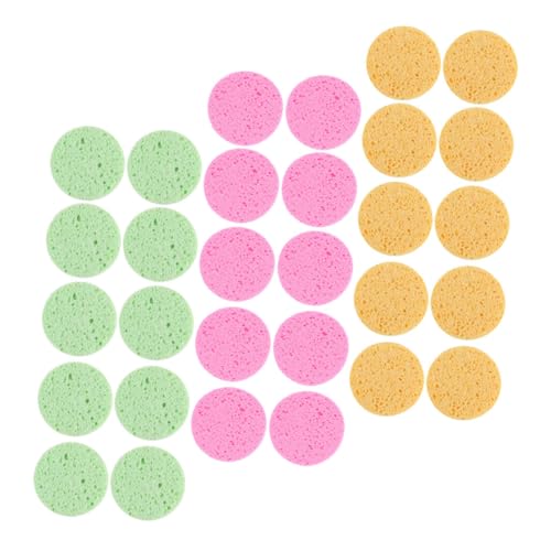 SOIMISS 30 Stück Gesichtsreinigungsschwämme Runde Make up Entferner Aus Holzzellstoff Sanfte Peeling Schwämme Für Gesichtsbehandlungen Rosa Gelb Grün Hypoallergen Wiederverwendbar von SOIMISS
