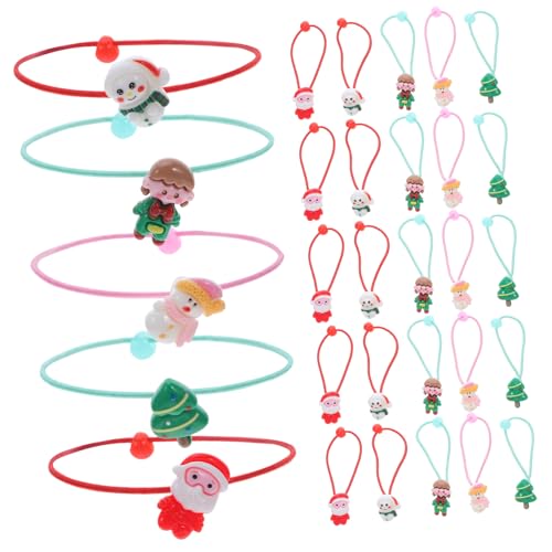 SOIMISS 30 Stück Teiliges Weihnachts Haargummi für Mädchen Bunte Elastische Schonende Haarbänder mit Hohem Weihnachtliche Motive Wie Santa Schneemann Baum für Dickes Haar und Festliche von SOIMISS