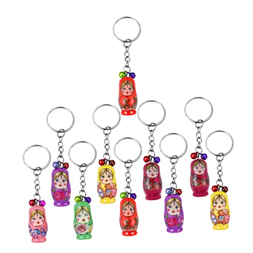 SOIMISS 36stücke Holz Schlüsselanhänger Russische Puppen Schlüsselringe Farbiger Lack Anhänger Zufälliger Stil von SOIMISS