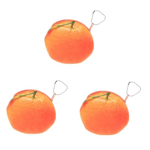 SOIMISS 3stücke Cartoon Mini Geldbörse Orange Obst Design Fuzzy Plüsch Münzbeutel Mit Schlüsselanhänger Für Frauen Süßer Zipper Coin Purse Für Girls von SOIMISS