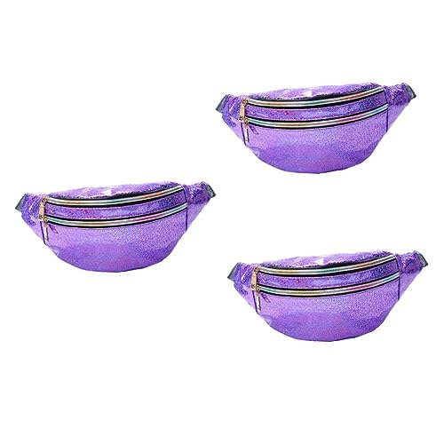 SOIMISS 3stücke Pu Leder Glänzende Umhängetasche Mit Reflexion Bunte Pailletten Bauchtasche Für Damen Schultertasche Für Outdoor-Reisen Perl von SOIMISS