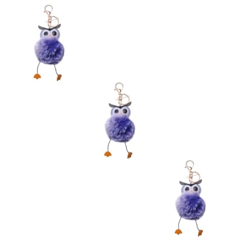 SOIMISS 3stücke Owl Schlüsselanhänger Fluffiger Katzenkopfschlüsselring Zwei Royalblau Kreatives Design Für Dekoration Für Taschen Rucksäcke Und Schlüssel von SOIMISS