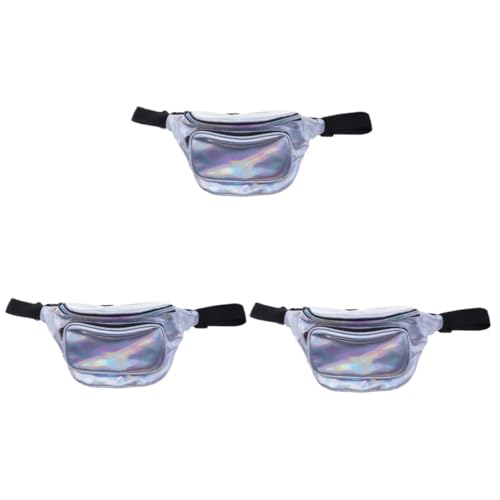 SOIMISS 3stücke Hologram Bauchtasche Damen wasserdichte Hüfttasche Aus Pu Verstellbare Gürteltasche Für Reisen Festivals Sport Und Outdoor-aktivitäten Stilvolle Umhängetasche Silber von SOIMISS