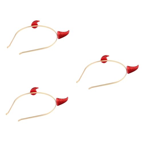 SOIMISS 3stücke Teufelshorn Kopfbedeckung Glänzendes Rotes Ochsenhorn Stirnband Für Halloween Cosplay Und Maskenball Lustiges Kostümzubehör Für Partys Und Aufführungen von SOIMISS