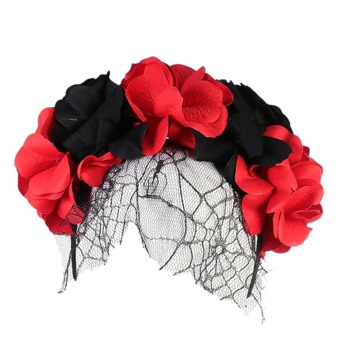 SOIMISS 3stücke Halloween Blüten Stirnband Mit Schwarzem Netz Künstliche Blumen Für Kostümpartys Für Halloween-dekoration Und Rollenspiele Einfach Zu Tragen Modisch Und Attraktiv von SOIMISS