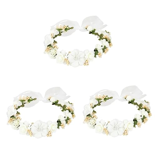 SOIMISS 3St Hochzeitsaccessoire wedding hair accessories blumenhaarkranz Haarband für Brautjungfern Weißes Haarband Tiara für die Hochzeit der Braut Haarband Blumengirlande von SOIMISS