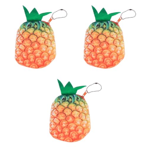 SOIMISS 3stücke Cartoon Plüsch Obst Münzbeutel Mit Schlüsselanhänger Mini Geldbörse Für Damen Und Mädchen Süßes Ananas-Design Für Kleingeld Kosmetik Und Handy von SOIMISS