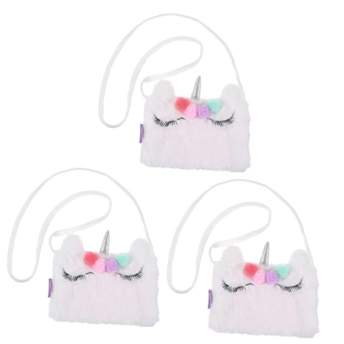 SOIMISS 3stücke Einhorn Plüsch Umhängetasche Für Tragbare Schultertasche Mit Bag Funktion Für Shopping Und Freizeitaktivitäten Süßes Design Hellweiß von SOIMISS