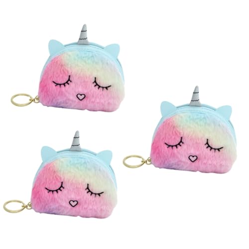 SOIMISS 3stücke Mini Geldbörse Farbenfrohes Plüsch-münzfach Für Mädchen Kompaktes Damen-Portemonnaie Für Alltag Schule Und Freizeit Leicht Und Langlebig Farbe Zufällig von SOIMISS