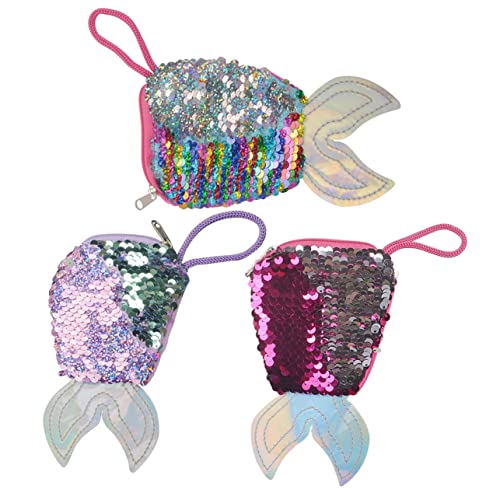 SOIMISS 3St Pailletten-Portemonnaie für Kinder Partyzubehör für Meerjungfrauen Kindergeldbörse reisegeldbörse Meerjungfrauen Accessoires Glitter Bag Meerjungfrauenschwanztasche Münzbeutel von SOIMISS