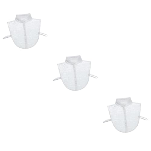 SOIMISS 3stücke Damen Bluse Mit Spitzen-halsetikett Abnehmbarer Fake Kragen Für Elegante Outfits Für Sommerpartys Und Formelle Anlässe Weiß Leicht Und Bequem Zu Tragen von SOIMISS