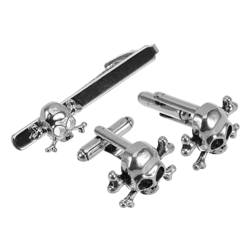 SOIMISS 3Stücke Skull Krawattenclip Manschettenknöpfe Set für Herren Handgefertigte Krawattenklammer mit Einzigartigem Design für Business Freizeit Langlebiges Material von SOIMISS