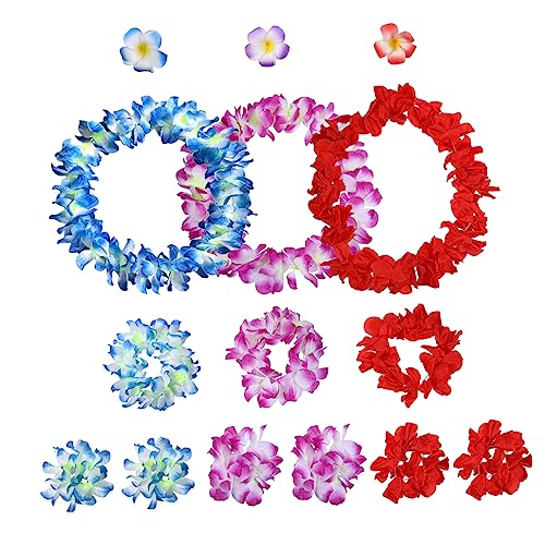 SOIMISS 3sätze Hawaiianische Leis Blumengirlande Tropische Party Dekoration Mit Hals Schleife Armband Und Haarspangen Aus Plumeria Hawaii Party Zubehör von SOIMISS