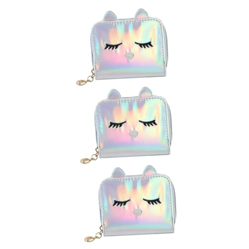 SOIMISS 3stücke Design Geldbörse Für Damen Kurzformatige Silberne Münz Und Kartenbörse Mit Zipper Modischer Geldbeutel Für Karten Kleingeld Und Persönliche Gegenstände von SOIMISS