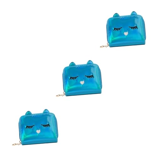 SOIMISS 3stücke Design Geldbörse Damen Kurze Schicke Katzen Kartenbörse Blau Zipper Geldbeutel Für Münzen Karten Und Persönliche Gegenstände von SOIMISS